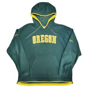 OREGON DUCKS Sweater Mens XXL Green Yellow Spell Out Pullover COLUMBIA College